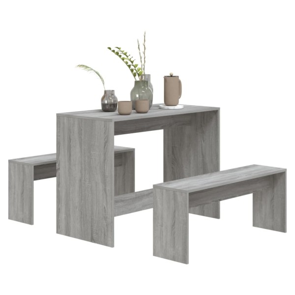 Set de comedor 3 pzas madera de ingeniería gris Sonoma