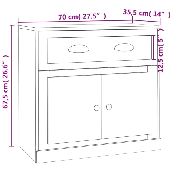 Aparador de madera contrachapada gris Sonoma 70x35,5x67,5 cm