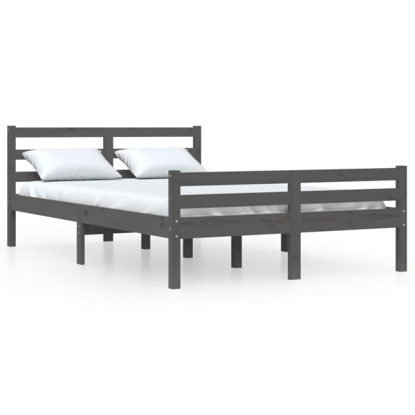 Estructura de cama madera maciza gris 140x200 cm