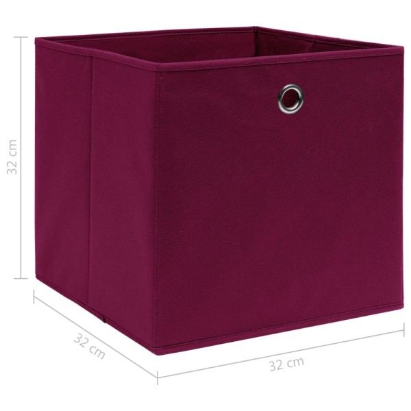 Cajas de almacenaje 10 uds tela rojo oscuro 32x32x32 cm