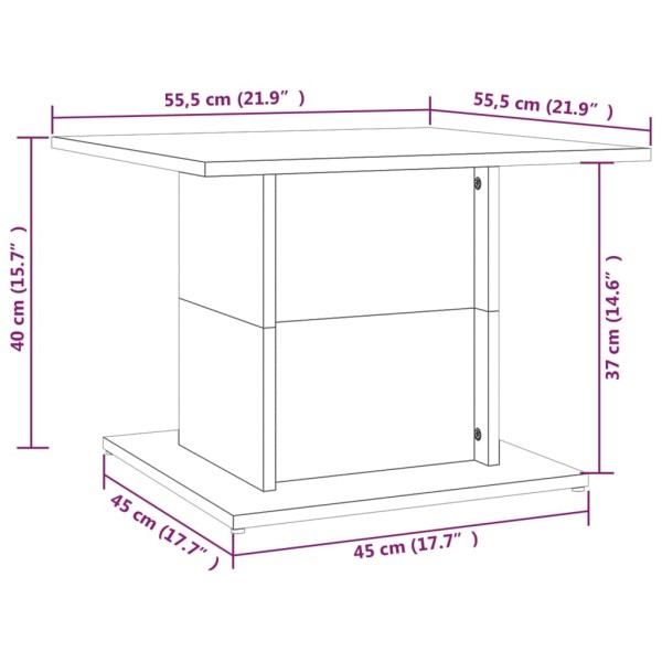 Mesa de centro de aglomerado blanco brillo 55,5x55,5x40 cm