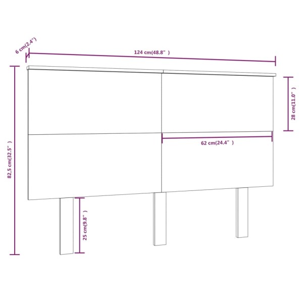 Cabecero de cama madera maciza de pino gris 124x6x82,5 cm