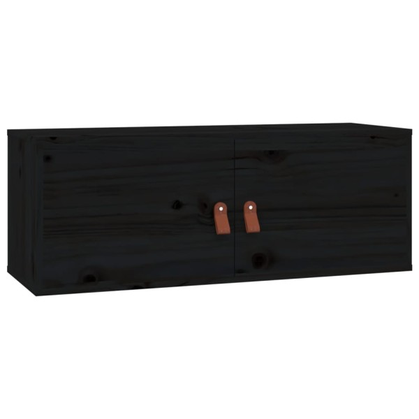 Armarios de pared 2 uds madera maciza pino negro 80x30x30 cm