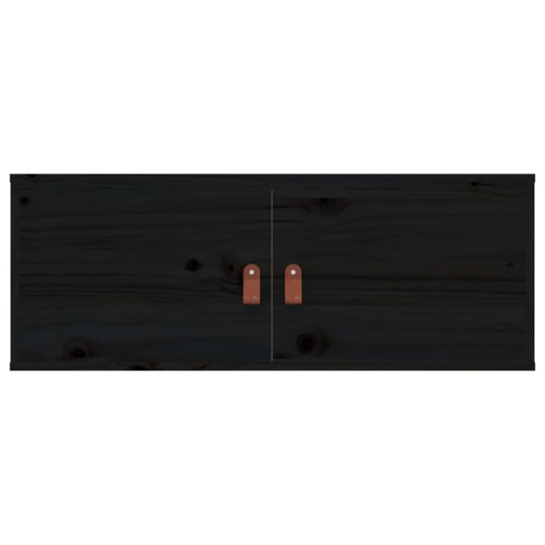 Armarios de pared 2 uds madera maciza pino negro 80x30x30 cm