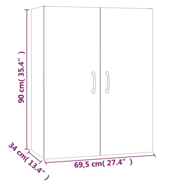 Armario colgante madera contrachapada gris sonoma 69,5x34x90 cm