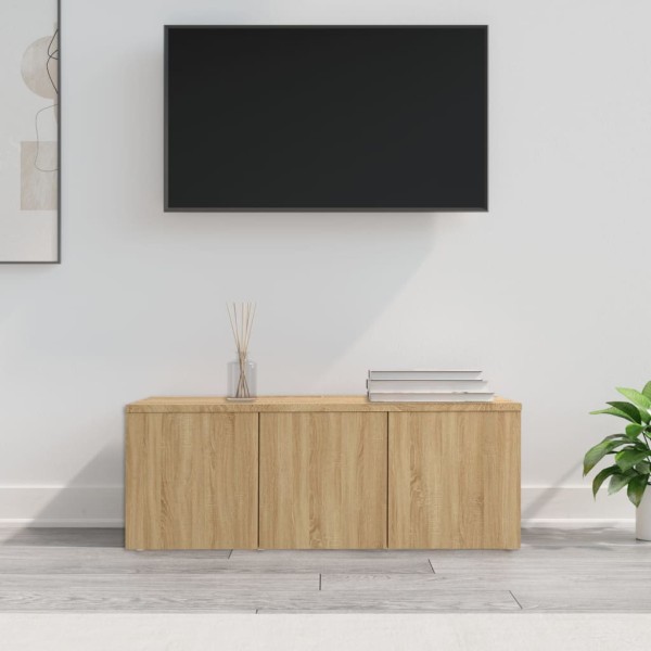 Mueble de TV madera contrachapada color roble 80x34x30 cm