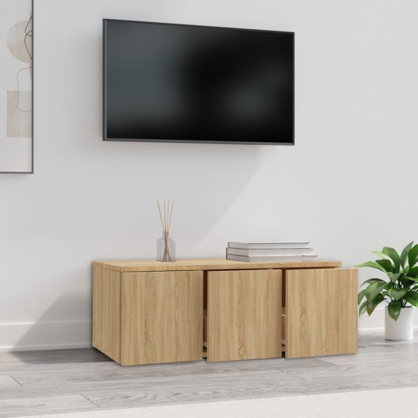 Mueble de TV madera contrachapada color roble 80x34x30 cm