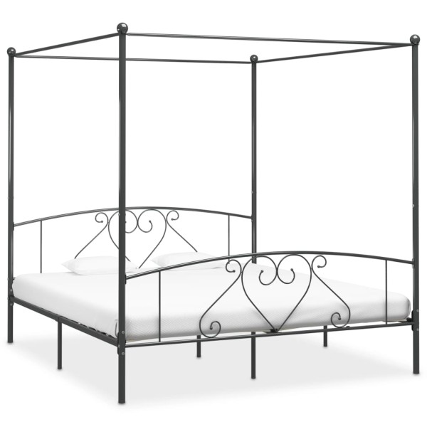 Estructura de cama con dosel metal gris 180x200 cm