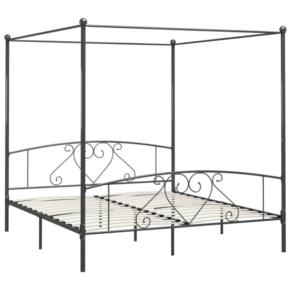 Estructura de cama con dosel metal gris 180x200 cm