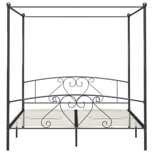 Estructura de cama con dosel metal gris 180x200 cm