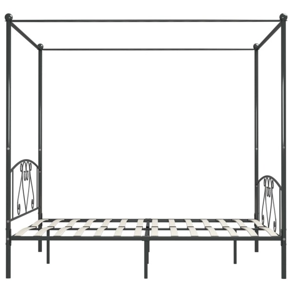 Estructura de cama con dosel metal gris 180x200 cm