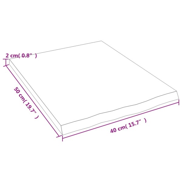 Estante de pared madera maciza de roble sin tratar 40x50x2 cm