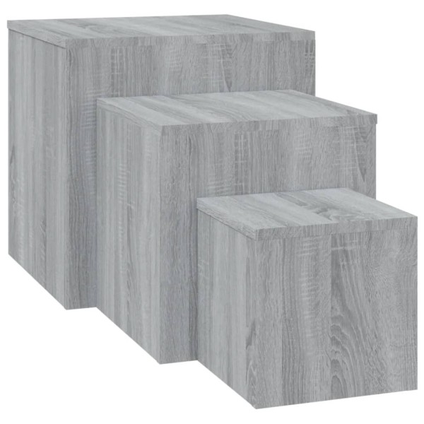 Mesitas auxiliares 3 piezas madera contrachapada gris Sonoma