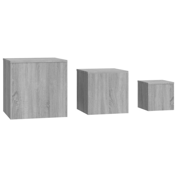 Mesitas auxiliares 3 piezas madera contrachapada gris Sonoma