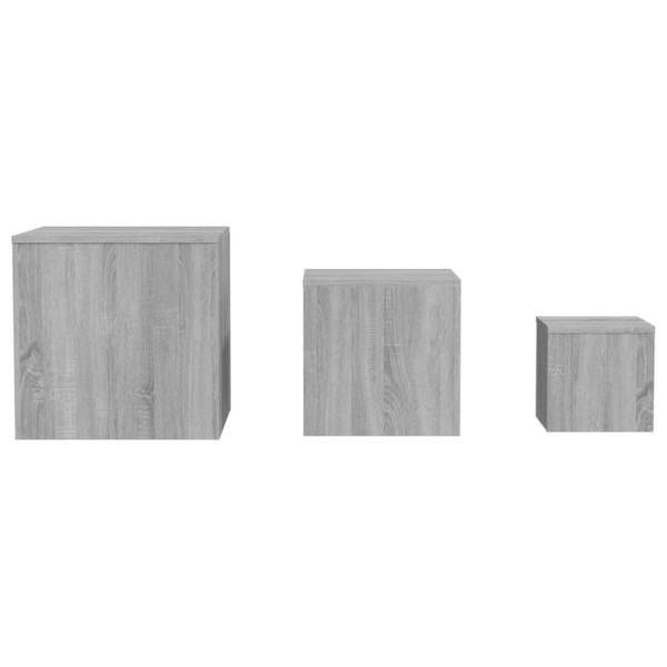 Mesitas auxiliares 3 piezas madera contrachapada gris Sonoma