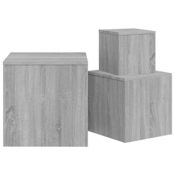 Mesitas auxiliares 3 piezas madera contrachapada gris Sonoma