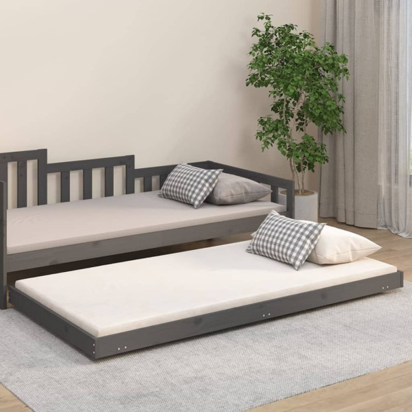 Estructura de cama madera maciza de pino gris 80x200 cm