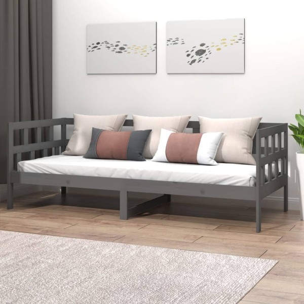 Sofá cama madera maciza de pino gris 90x190 cm