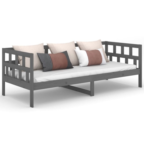 Sofá cama madera maciza de pino gris 90x190 cm