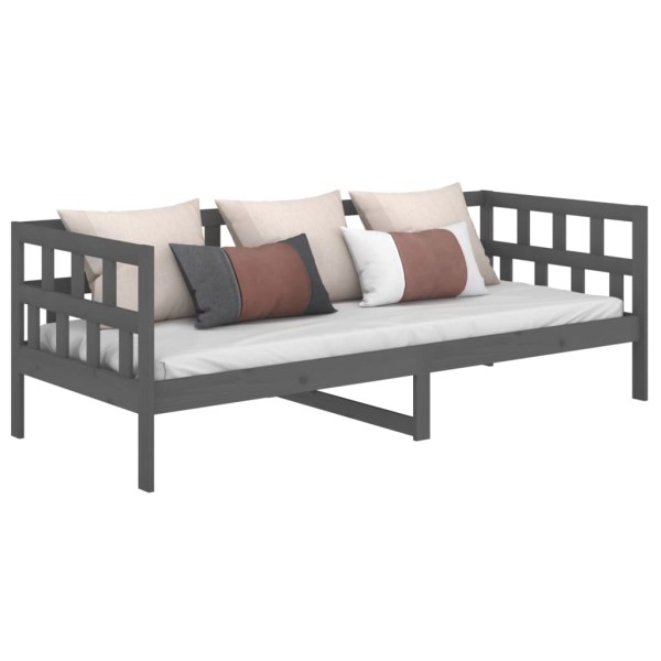 Sofá cama madera maciza de pino gris 90x190 cm