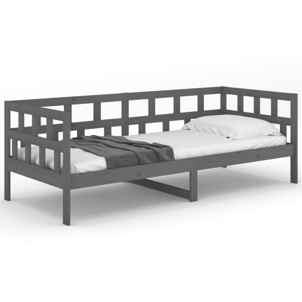 Sofá cama madera maciza de pino gris 90x190 cm