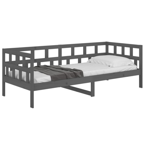 Sofá cama madera maciza de pino gris 90x190 cm