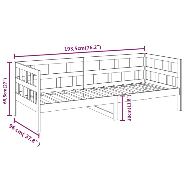 Sofá cama madera maciza de pino gris 90x190 cm