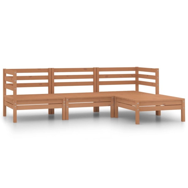 Set de muebles de jardín 4 pzas madera maciza pino marrón miel