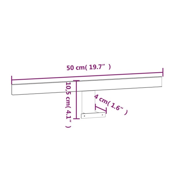 Lámpara de espejo LED blanco cálido 7,5 W 3000 K 50 cm