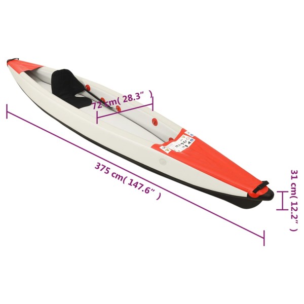 Kayak inflable poliéster rojo 375x72x31 cm