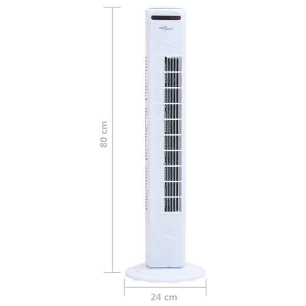 Ventilador de torre con mando y temporizador Φ24x80 cm blanco