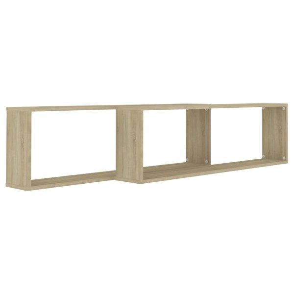 Estantes cubo pared 2uds contrachapado roble Sonoma 100x15x30cm