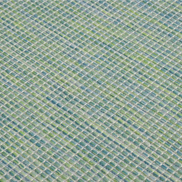 Alfombra de exterior de tejido plano turquesa 120x170 cm