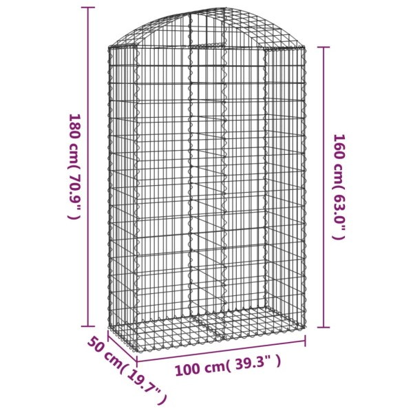 Cesta gaviones forma arco hierro galvanizado 100x50x160/180 cm