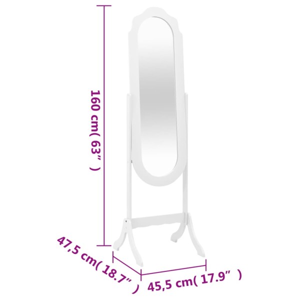 Espejo de pie madera contrachapada blanco 45,5x47,5x160 cm