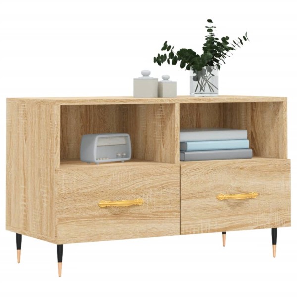 Mueble para TV madera contrachapada roble ahumado 80x36x50 cm