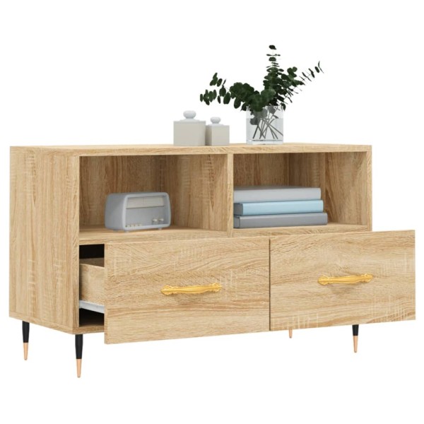 Mueble para TV madera contrachapada roble ahumado 80x36x50 cm