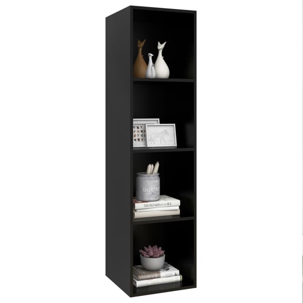 Mueble TV pared madera contrachapada negro 37x37x142,5 cm