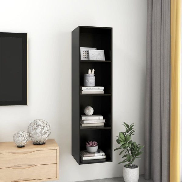 Mueble TV pared madera contrachapada negro 37x37x142,5 cm