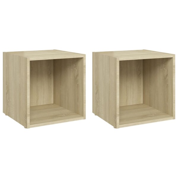 Muebles de TV 2uds madera contrachapada roble Sonoma 37x35x37cm