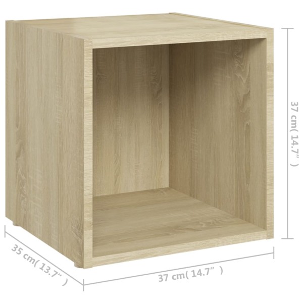 Muebles de TV 2uds madera contrachapada roble Sonoma 37x35x37cm