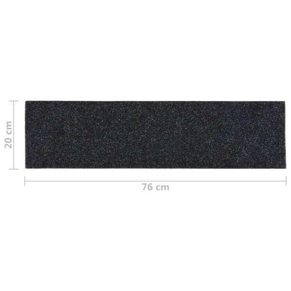 Alfombrilla autoadhesiva escalera 15 uds negro 76x20 cm