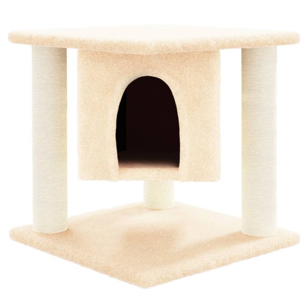 Rascador para gatos con postes de sisal crema 37 cm