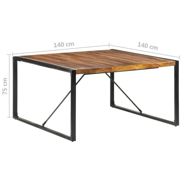 Mesa de comedor madera maciza con acabado sheesham 140x140x75cm