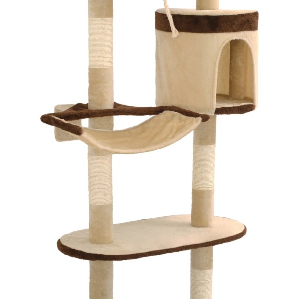 Rascador de gato de pared postes de sisal 194 cm beige y marrón