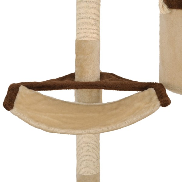 Rascador de gato de pared postes de sisal 194 cm beige y marrón