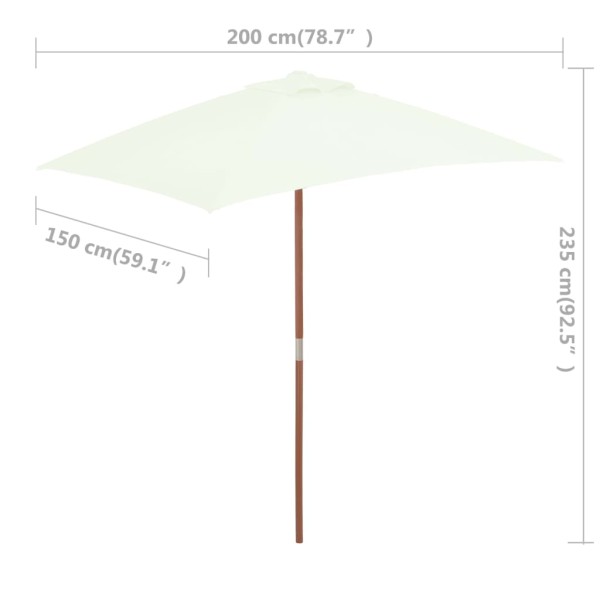 Sombrilla de jardín con palo de madera 150x200 cm arena