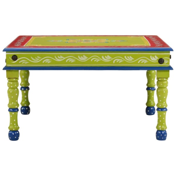 Mesa de centro madera maciza de mango verde pintada a mano