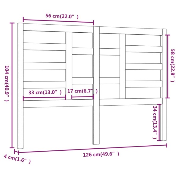 Cabecero de cama madera maciza de pino gris 126x4x104 cm