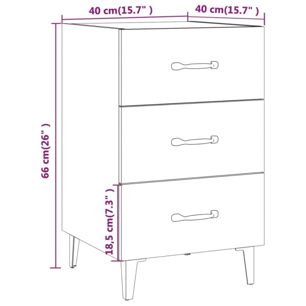 Mesita de noche madera de ingeniería marrón roble 40x40x66 cm